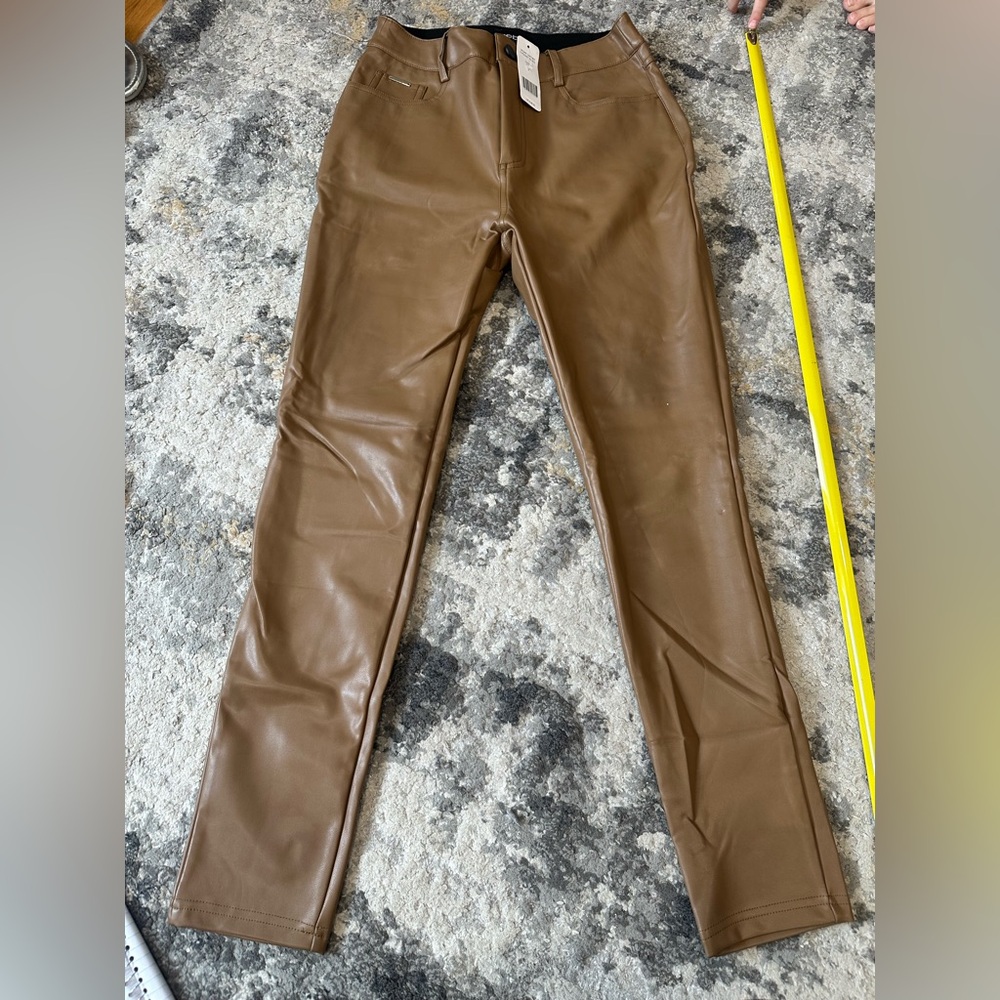 NWT bebe vegan leather pants size small brown